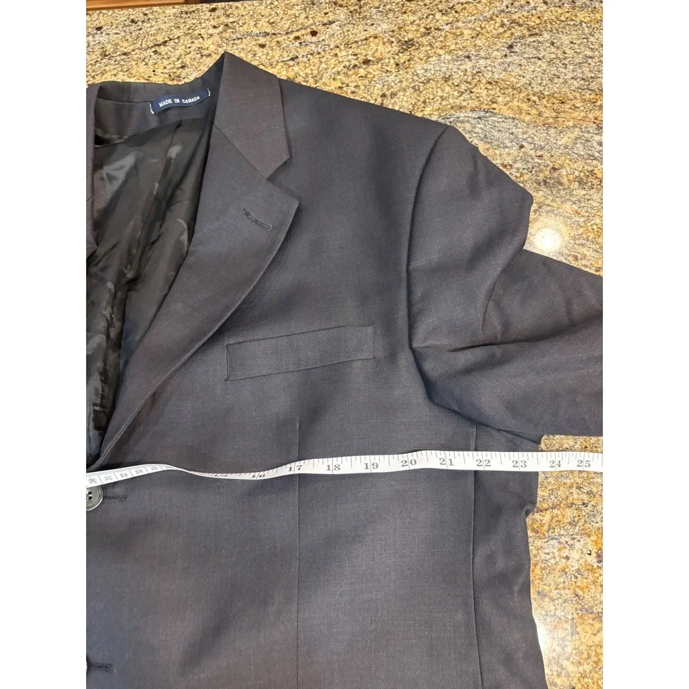 Ralph Lauren Mens 44R Wool Blazer Charcoal Grey‎ 3 Button Sport Coat Canada Made